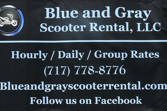 Blue and Gray Scooter Rental